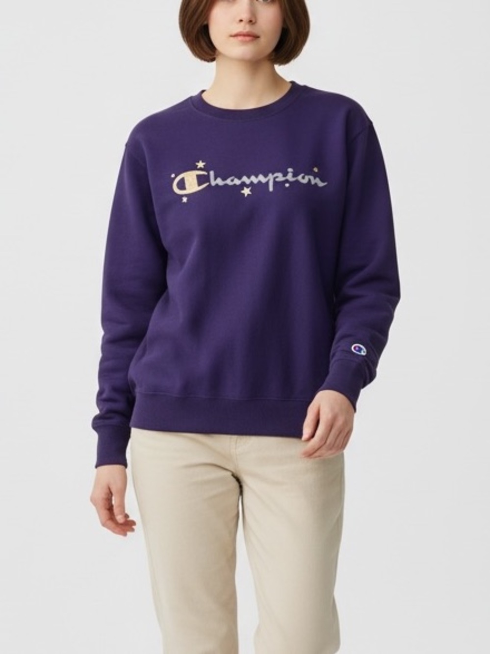 CHAMPION Vintage Purple Crewneck Sweatshirt Gold Star Logo Women's Size 1X
